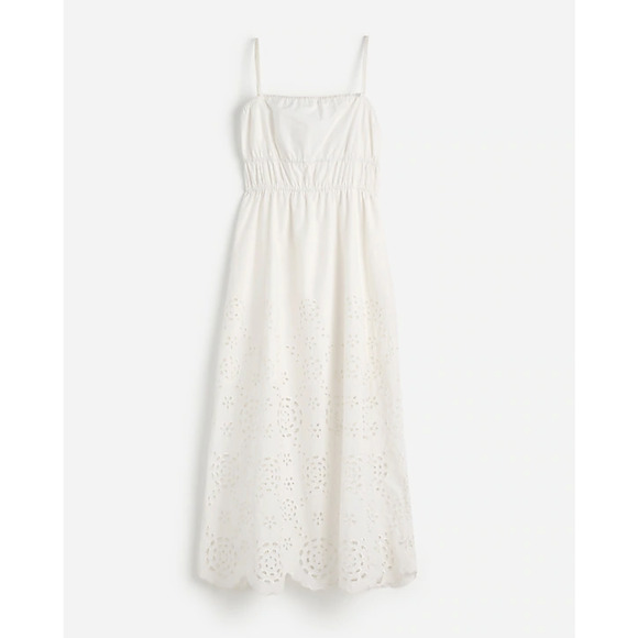 Madewell Embroidered Tank Midi Dress White Poplin Cottagecore Pockets US 2 NWT - Picture 6 of 15